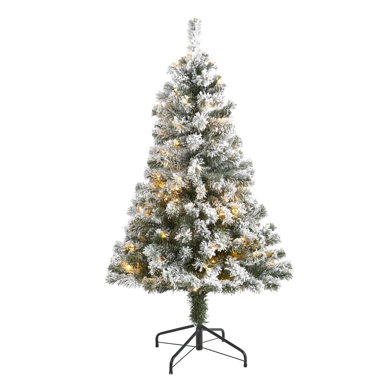 4ft. Pre-Lit Flocked West Virginia Fir Artificial Christmas Tree, Clear LED Lights